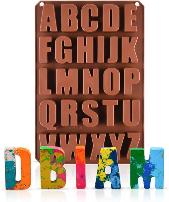 2pcs Large Letter Molds Silicone Alphabet Mold for Crayon, Cake Baking Decor (2)
