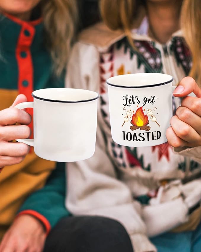 Nefelibata Camping Gifts Ceramic Coffee Mug Set of 4 Happy Campers Tea Cups | Travel Holiday Campfire Coffee Cup for Coffee, Tea & Hot Cocoa Outdoor Anniversary Wedding Christmas Camping Lover Gifts - Image 6