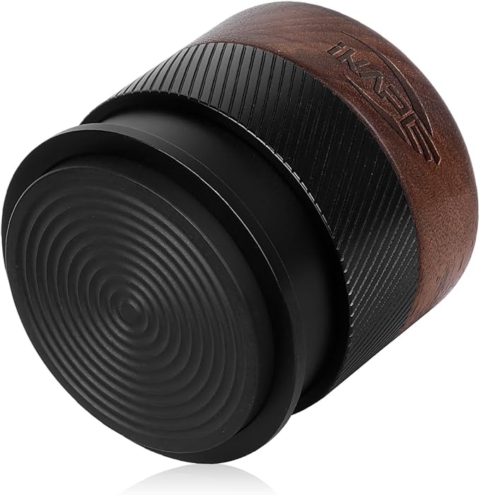 IKAPE 51MM Espresso Tamper, New Wooden Handle Design,Premium Barista Coffee Calibrated Tamper with Spring Loaded, 100% Stainless Steel Tamper Compatible with All 51MM Bottomless Portafilter