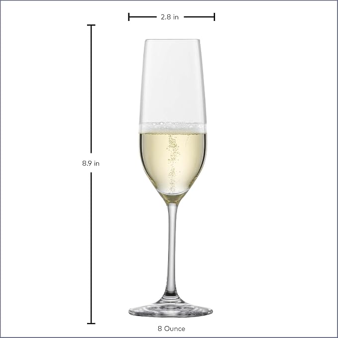 SCHOTT ZWIESEL Forté Champagne Flute (Set of 6), Champagne Glasses with Effervescence Point, Dishwasher-Safe Machine-Made Tritan Crystal Glasses, Made in Germany (8 Ounce) - Image 6