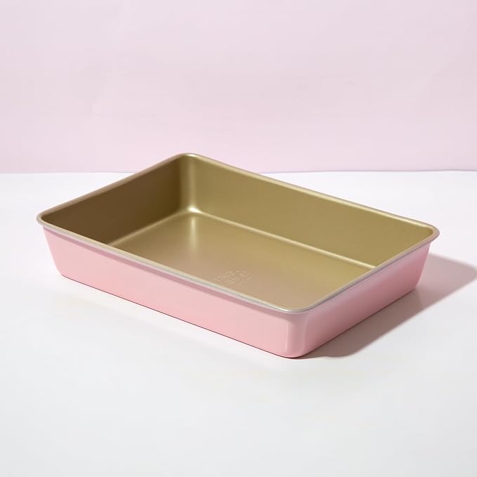 Paris Hilton Nonstick Carbon Steel Bakeware Collection, 13-Inch x 9-Inch Multipurpose Pan, Dishwasher Safe, Made without PFOA and PFAS, Pink Champagne Two-Tone - Image 6