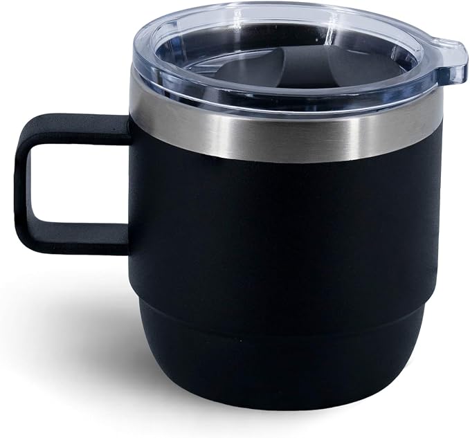 10 oz Stackable Mug, Stainless Steel cup with handle, Vacuum Insulated Espresso/Coffee Mug, shot Glass Set for 1 Piece Set for Coffee, Spirits, Wine, Tea- black - Image 7