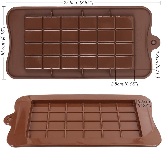 Newk Chocolate Silicone Molds, Break-Apart Candy and Energy Bar Silicone Molds, Pack of 6