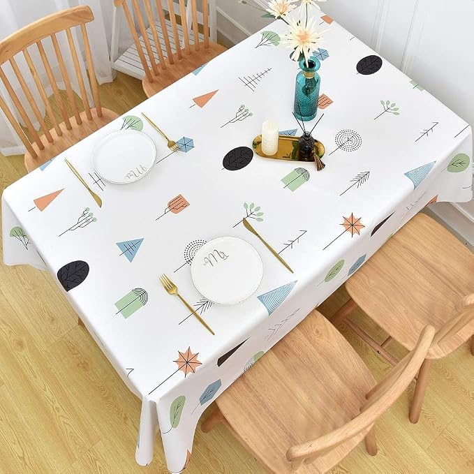 Wipeable Waterproof Tablecloth Vinyl Tablecloths for Rectangle Tables Heavy Duty PVC Tablecloth for Kitchen Dining Table(Small Trees, 54'' x 72'') - Image 7