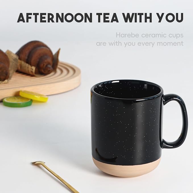 harebe 20 OZ Large Coffee Mug, Ceramic Tea Cup for Office and Home, Big Capacity with Handle, Microwave & Dishwasher Safe Cups for Men Women Mug Lovers, Black - Image 7