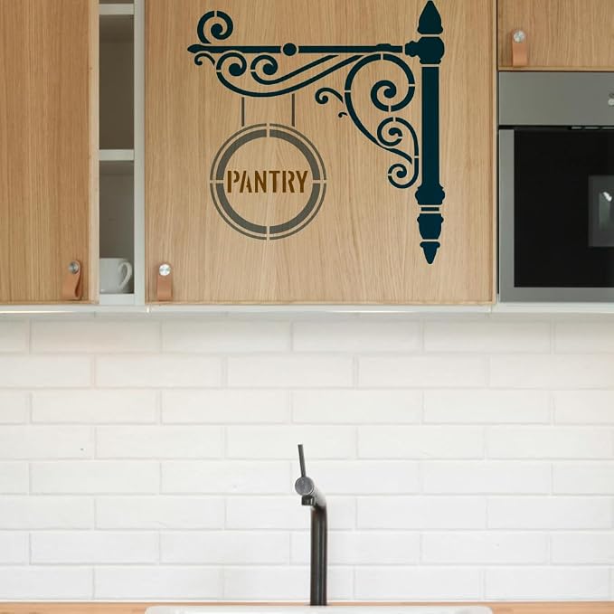 FINGERINSPIRE Pantry Stencil with Paint Brush 11.8x11.8inch Reusable Kitchen Sign Drawing Template Decorative Pantry Sign Pattern Stencil for Painting on Wall Wood Home Kitchen Restaurant Decoration - Image 7