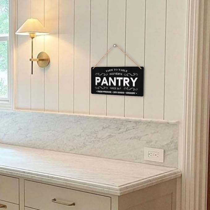 Pantry Sign Rustic Wall Art Print Wooden Signs Funny Home Decor Vintage Poster Retro Hanging Plaque for Farmhouse Kitchen Cafe Bar Grocery Coffee Corner 10x5 Inch (Black) - Image 5