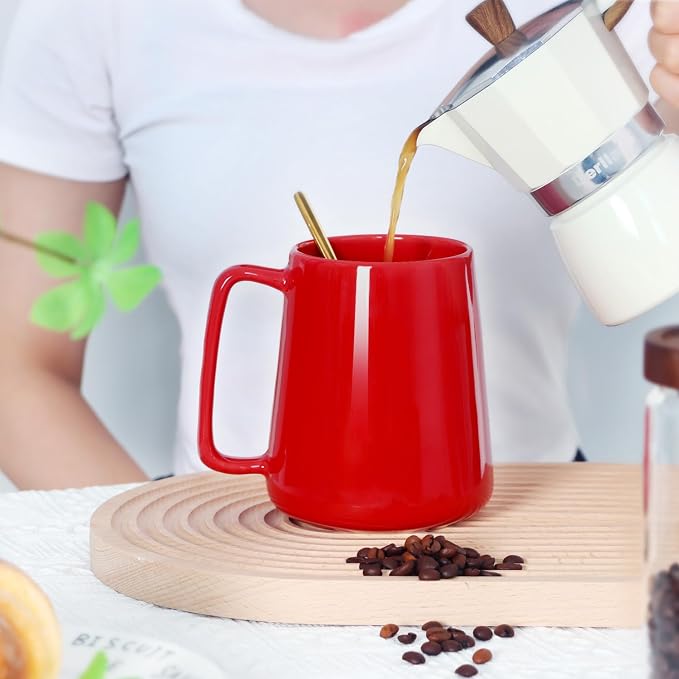 24 OZ Large Coffee Mug, Nice Ceramic Tea Cup with Big Handle for Dad Men Women, Unique Style For Any Kitchen, Red - Image 7