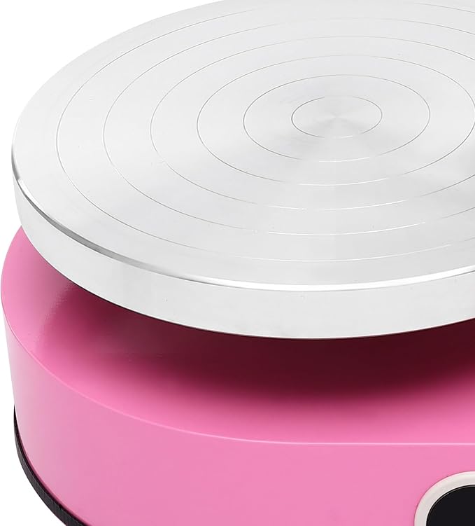 Cake Icing Machine 200W Auto Cream Spreading Machine w/LED Display, Horizontal & Vertical Spatula Adjust, Professional Cake Decorating Machine Pink Auto Frosting Turntable for 4-12 Inch Cakes