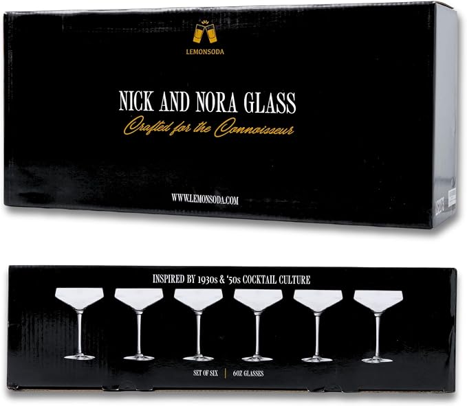LEMONSODA Classic Martini Glasses, 6oz, Set of 6, Ribbed Glassware | Hand Blown Cocktail Glassware Inspired by 1930s 50s, Durable Crystal Clear Glass, Dishwasher Safe Lightweight Reusable Cups - Image 6