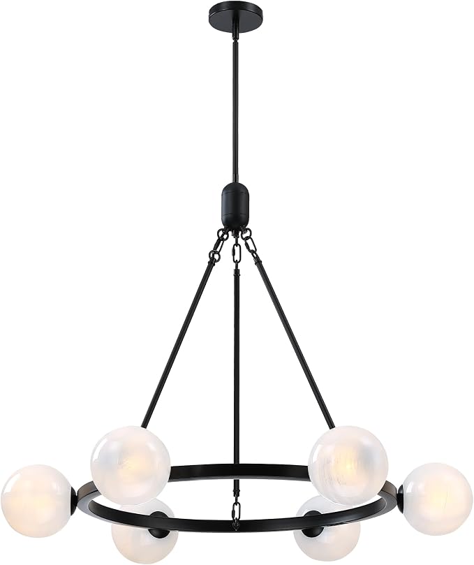 6-Light Globe Chandelier Mid Century Black Chandeliers,Modern Globe Round Pendant Light Fixture for Dining Room Over Table,Sputnik Pendant Light Fixture for Living Room Foyer Bedroom T720666CH-BK - Image 8