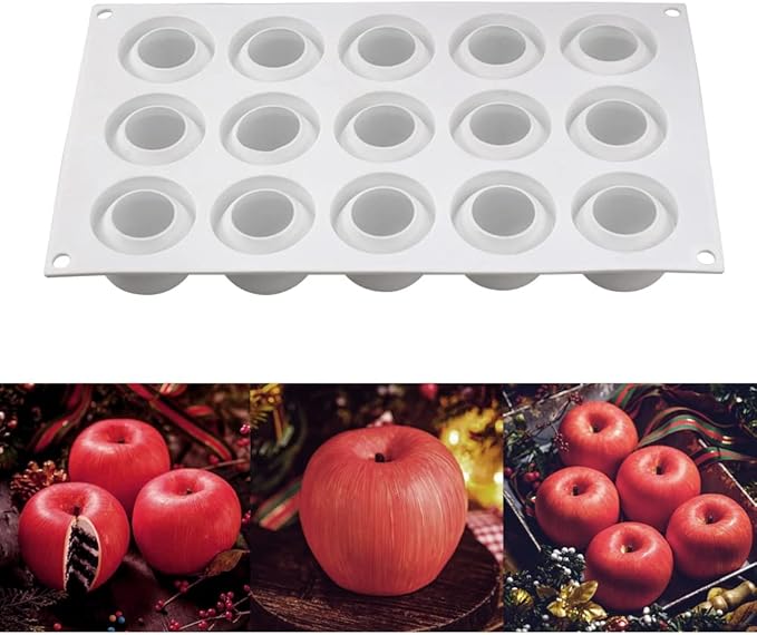Silicone Mold Baking Pan Non-Stick Baking Pastry Chocolate Cake Dessert DIY Decoration Tools (Apple S_11.8x6.8x0.14 inch)