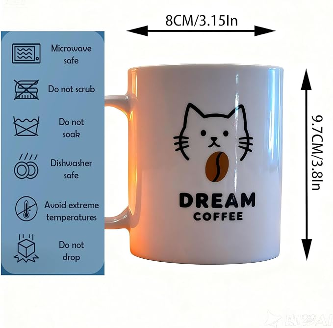 Coffee Mug Set of 2 Cute Cat and Dog Ceramic Coffee Mugs “Dream Coffee”Cute Animal Mugs Tea Cups - Gift For Pet Lovers, Pet Owners, Birthday or Holiday Gift - Image 6