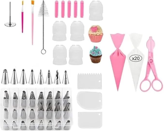 83 Pieces Icing Tips Set,Stainless Steel Baking Tips,Cake Decorating Supplies Kit with Numbered Nozzle Pastry Bags Frosting Piping Kit for Professional Cake Decorating