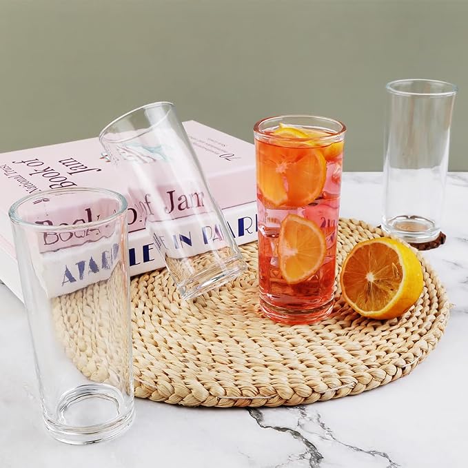 Highball Glasses Set of 6-8oz Tall Water Glasses for Mojito, Whiskey, Cocktails - Clear Drinking Glassware for Kitchen - Tall Drinking Glasses Set for Mixed Drinks (Glass, 6PCS8OZ) - Image 6