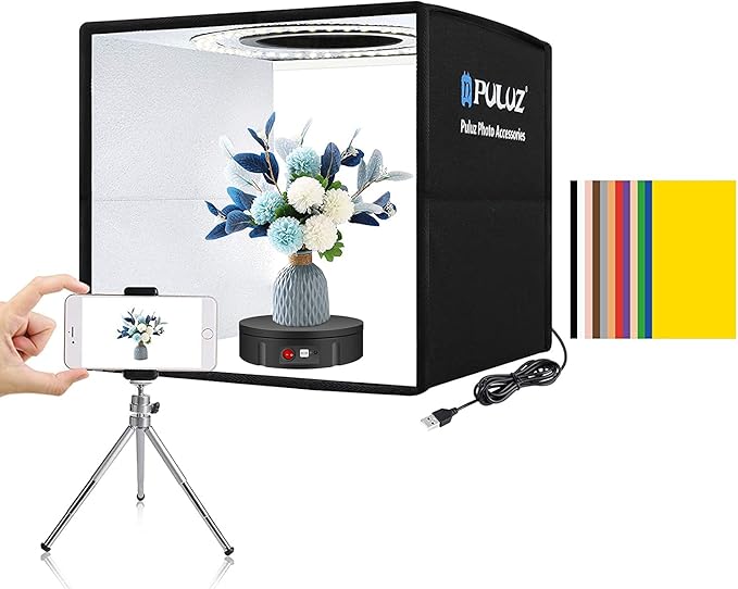 JAYEGT Motorized Rotating Display Stand, 330Lbs Load,360 Degree Electric Rotating Turntable for Photography Products Display,Live Show,Remote Control +5 Colors Backgrounds (Black/8.66inch /Wired)