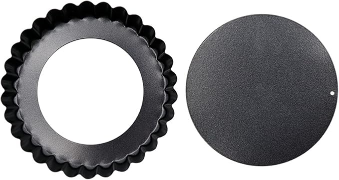 Mingzhe Removable Bottom Tart Pan Set 6PCS Non Stick Carbon Steel Ideal for Baking Quiches and Pies 8cm Black - Image 9