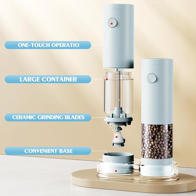 Electric Salt and Pepper Grinder Set Automatic Battery Pepper Mill Shakers Adjustable Coarseness Upgraded Larger Capacity with Led Home and Kitchen Appliances Birthday Gifts for Women Mom - Image 7