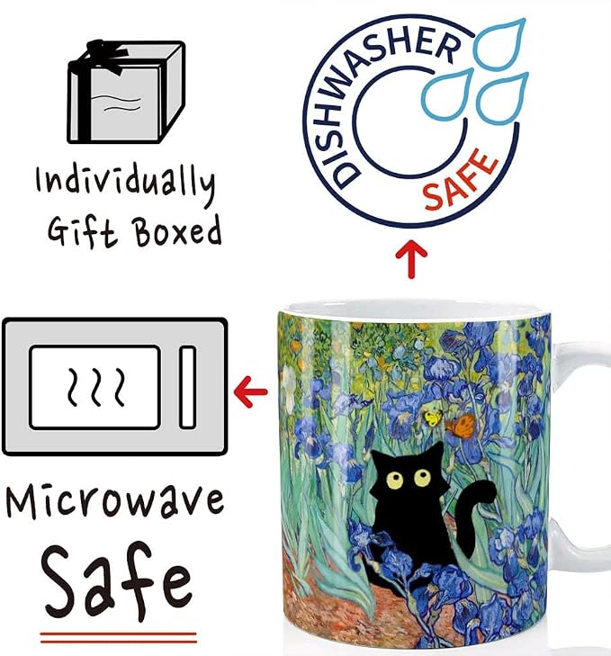 Famous Art Paintings Funny Cat Coffee Mug for Artist Cat Lovers, Famous Picture Classic Art Aesthetic Canvas Mug Gift for Women - Image 5