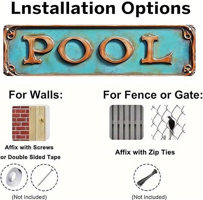 Bar Sign Bar Gifts Vintage Metal Wall Decor Sign"POOL" Street Sign Funny Man Cave Decor Accessories for Home, Bar, Bathroom, Bedroom Unique Retro Tin Signs for Outdoor 4 X 16 inches - Image 5