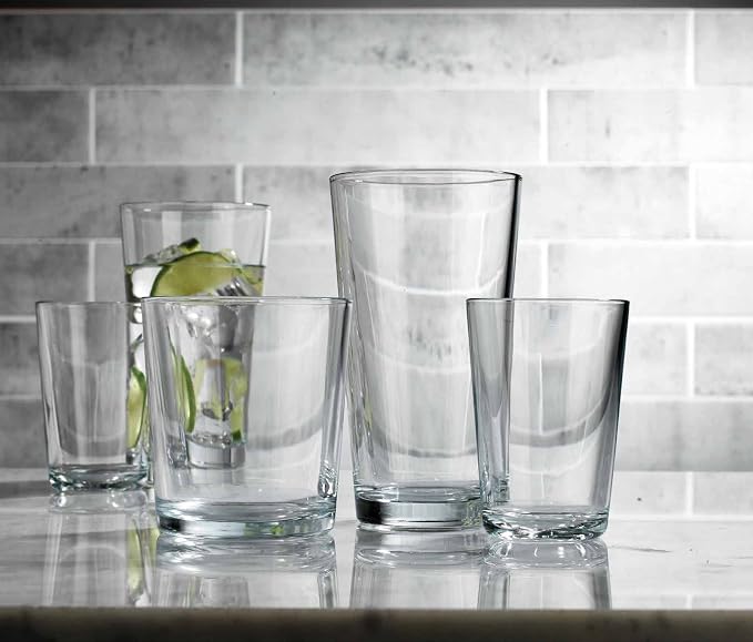 Glaver's Drinking Glasses, 24 Pc. Glass Cups, Includes 8 Highball Glasses 17 oz., 8 Rocks Glasses, 13 oz., 8 Juice Glasses, 4.5 oz., Whisky, Juice, Water, Beer, Cocktails, Dishwasher Safe. - Image 9