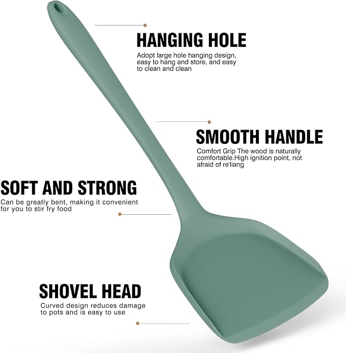AOTHOD Silicone Cooking Utensils Set - 446°F Heat Resistant Silicone Kitchen Utensils,Spatula,Spoon, Kitchen Utensil Sets Gadgets Tools Set for Nonstick Cookware,Dishwasher Safe BPA FREE (Multicolor) - Image 8