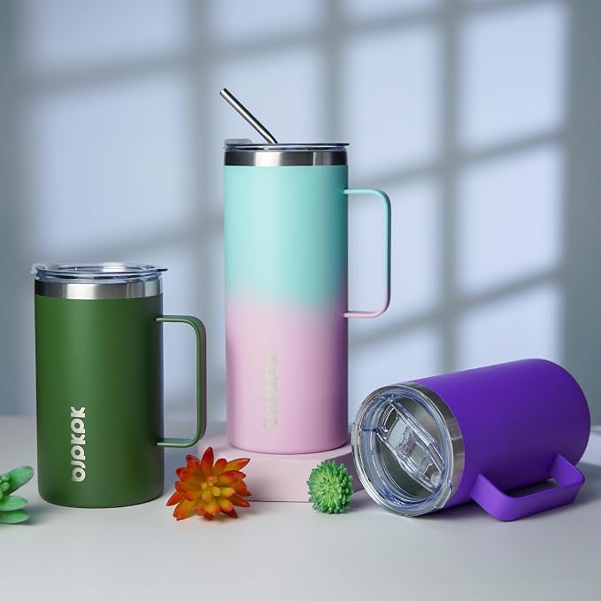 BJPKPK 25oz Insulated Coffee Mug with Handle, Stainless Steel Travel Mug | Keeps Drinks Hot & Cold, Double Wall Vacuum, 2 Lids Included, BPA-Free Coffee Tumbler for Home, Office & Travel - Image 6