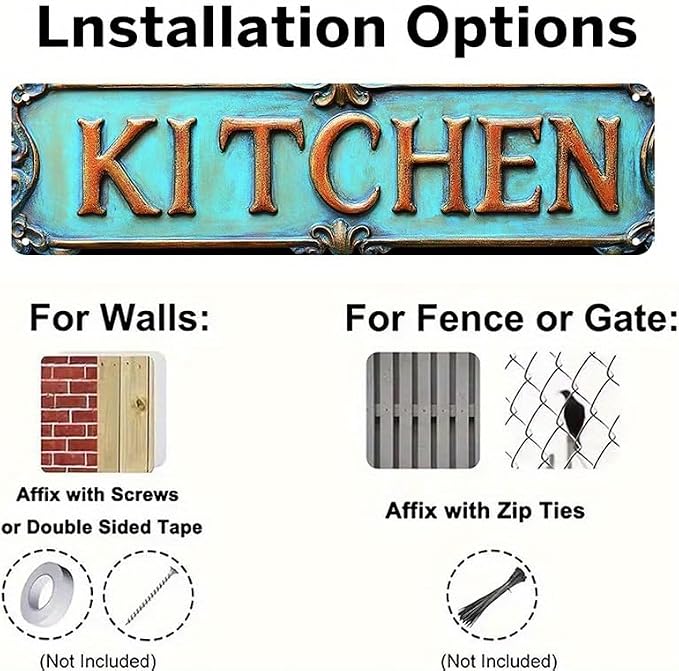 Kexle Vintage Metal Wall Decor Sign "KITCHEN" Bar Gifts Funny Man Cave Decor Accessories for Home, Bar, Bathroom, Bedroom Retro Tin Sign 4 x 16 inches - Image 5