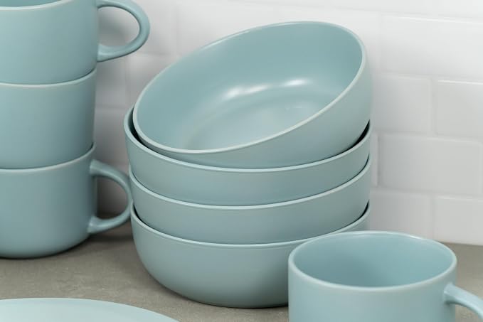 10 Strawberry Street Wazee Matte Coupe Dinnerware, Bowl, Mineral Blue, Set of 6 - Image 7