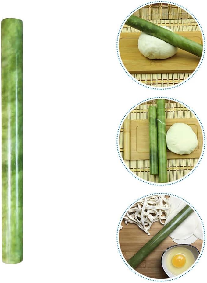 Marble Rolling Pin for Dough with Smooth Surface and Ergonomic Design, Baking Tool for Pasta and Tortillas, Non-stick Green Marble Roller Pin for Baking and Dumpling Preparation - Image 8