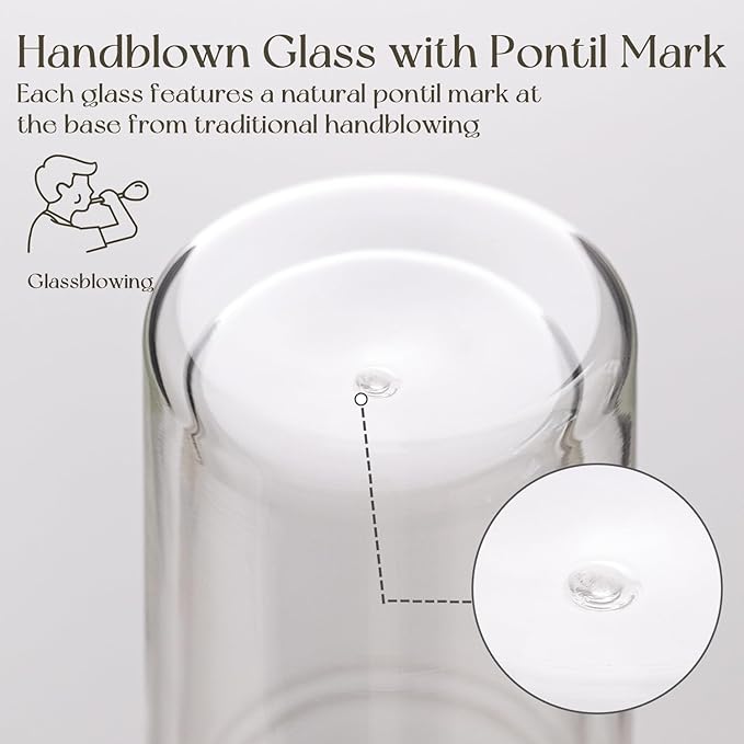 KEMORELA 2 Pack 28oz Double Wall Glass Tumblers with Handle, Lids & Straws โ Large Insulated Clear Borosilicate Glass Cups for Iced Coffee, Smoothies, Bubble Tea & Cold Beverages