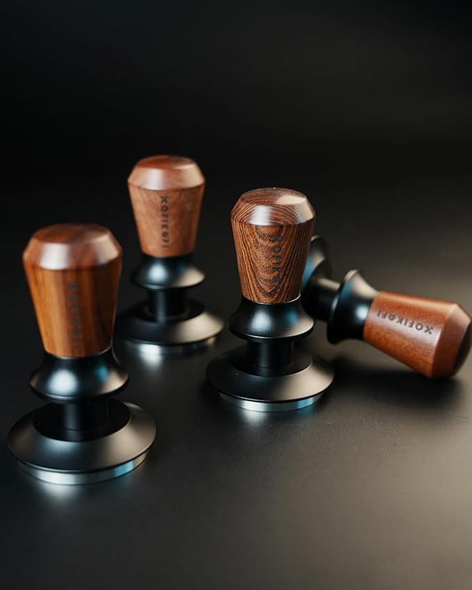 58mm Espresso Tamper, Coffee Tamper with 30lbs Spring Loaded, Espresso Coffee Tamper with Stainless Steel Ripple Base and Rosewood Handle Fits for E61,Breville and All 58mm Espresso Machines