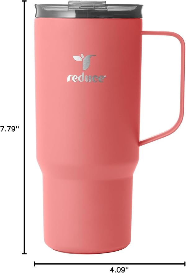 REDUCE 24 oz Hot1 Vacuum Insulated Mug for Hot Tea, Coffee and Other Hot Drinks - With Flo-Motion Lid and Handle, Single-Serve and Cupholder Friendly, Keeps Drinks Hot for up to 8 Hrs, Baked Clay - Image 9