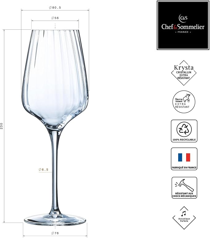 Chef&Sommelier Symétrie Collection 6 Stemmed Glasses 35 cl Made in France Reinforced Packaging | Resistant clear glass, stemware for tasting, dishwasher-safe, made in France - Image 8