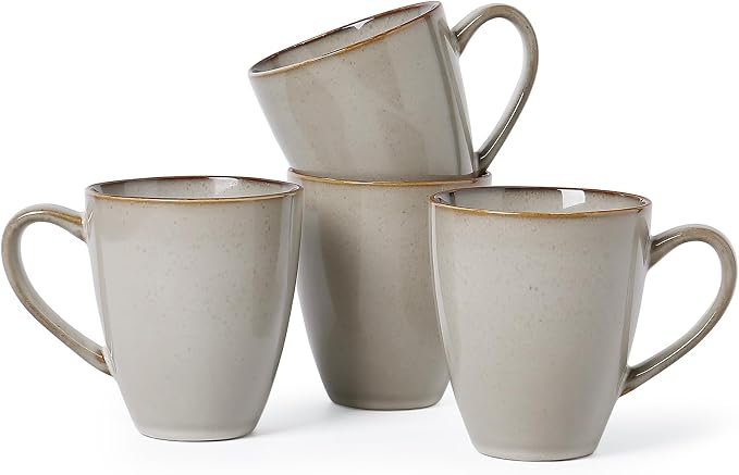 MONITO 17 OZ Coffee Mugs Set of 4, Large Ceramic Blue Coffee Mugs Set with handle for Tea/Latte/Milk/Cocoa, Funny Tea Cups for Office and Home, Engagement Gifts. (Gray-yellow) - Image 9