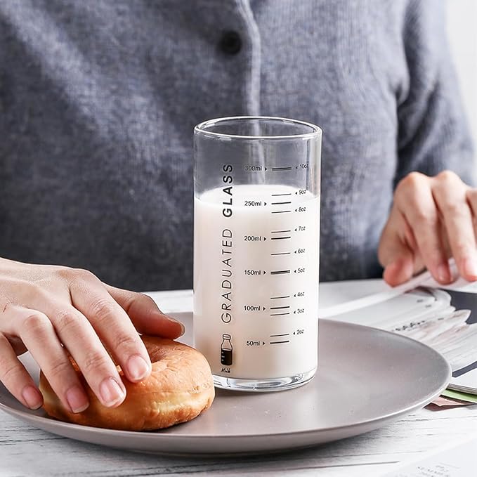 Cup With Measurements for Drinking,10 OZ Drinking Glass With Measurements for Milk,Juice,Milkshake, Vegetable, Coffee, Ice Cream,for Elderly, Beginners, Weight Loss - Image 6