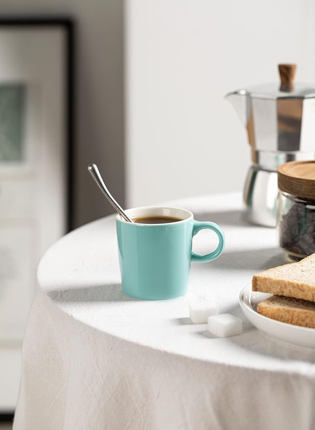 Sweese 3.5oz Porcelain Espresso Cups Set of 4, Mini Coffee Mugs Demitasse Cups - Turquoise - Image 8