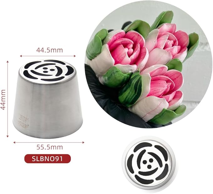 5 Pieces Stainless Steel Extra Large Russian Piping Tips Set,Flower Icing Nozzles with 1 Cleaning Brush for Making Marshmallows,Cupcakes Bouquet,Cream Baking Tools