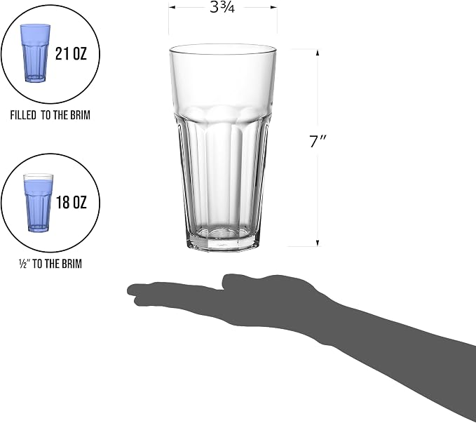 Red Co. Set of 4 Clear Glass 22 Fl Oz Drinking Highball Tumblers for Water, Juice, Beer, Cocktails - Image 9