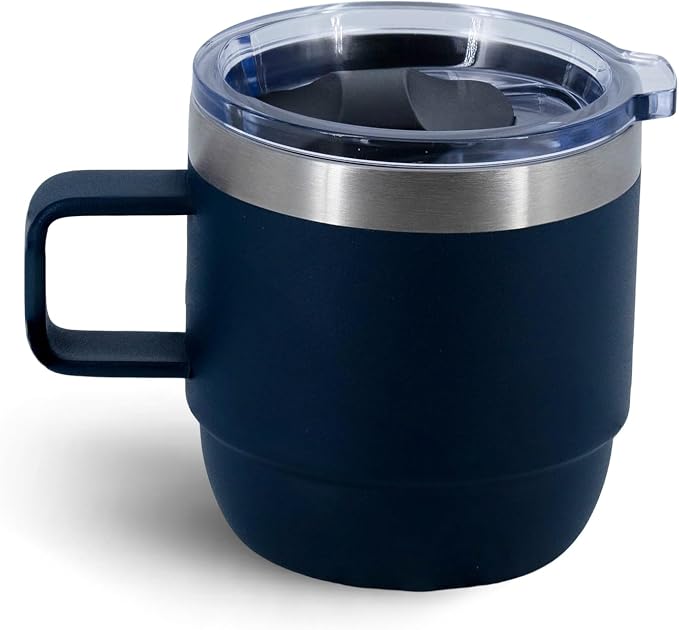 10 oz Stackable Mug, Stainless Steel cup with handle, Vacuum Insulated Espresso/Coffee Mug, shot Glass Set for 1 /Piece Set for Coffee, Spirits, Wine, Tea- Navy - Image 7