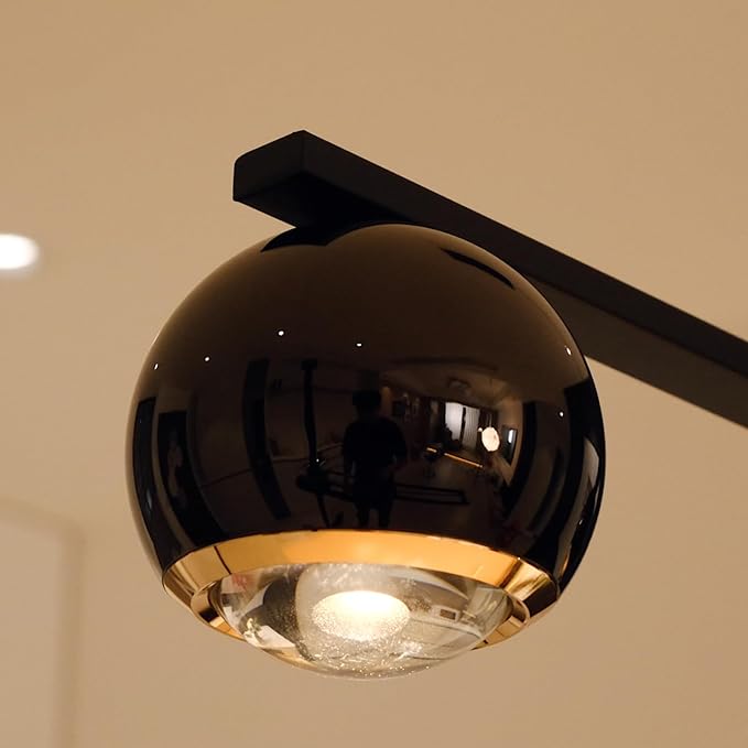 ORANOOR Modern LED Pendant Light, Dimmable 47in Linear Globe LED Chandelier | Black & Gold Chandelier Dining Room Hanging Light Fixtures, Kitchen Island 5-Globe Pendant Lighting for Dining Table (3150lm) - Image 9