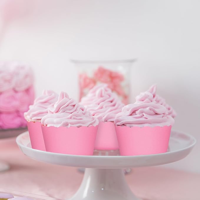 Whaline 120Pcs Valentine's Day Pink Paper Baking Cups Scalloped Edge Cupcake Wrappers Gradient Pink Cupcake Muffin Cases for Valentine Wedding Birthday Baby Shower, 3 Colors - Image 7