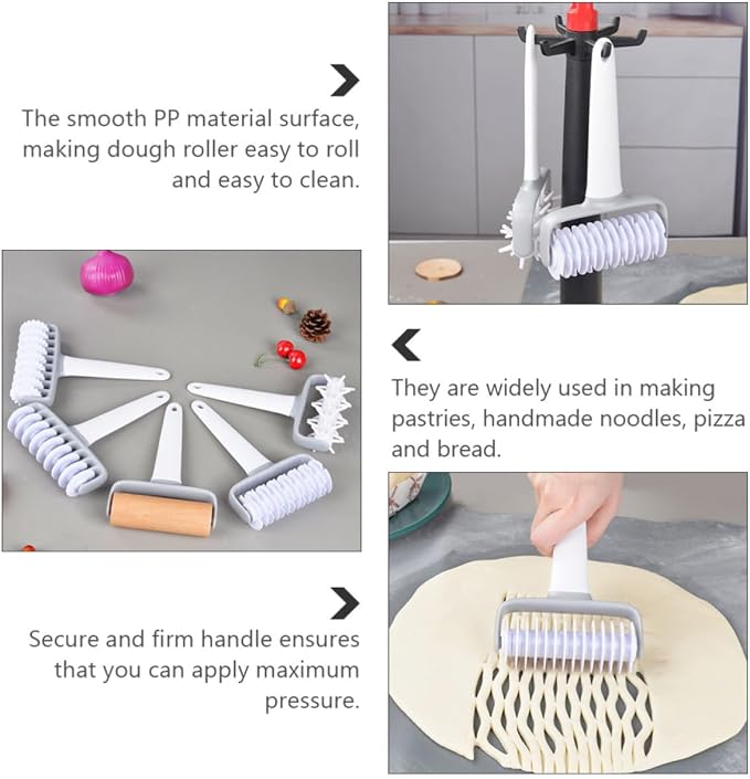 UKCOCO 2pcs Pastry Lattice Wheel Pizza Roller Dough Cutter Tool for Baking Bread and Pizza White Pp Material Easy to Clean Waterproof Kitchen Gadget - Image 7