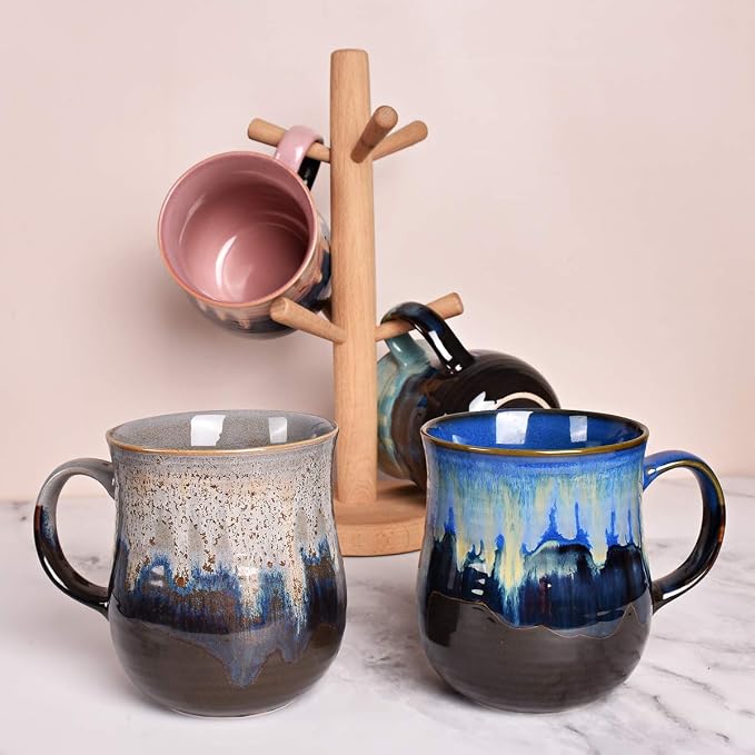 Bosmarlin Large Ceramic Coffee Mug, Blue Big Tea Cup for Office and Home, 21 Oz, Dishwasher and Microwave Safe, 1 PCS - Image 7