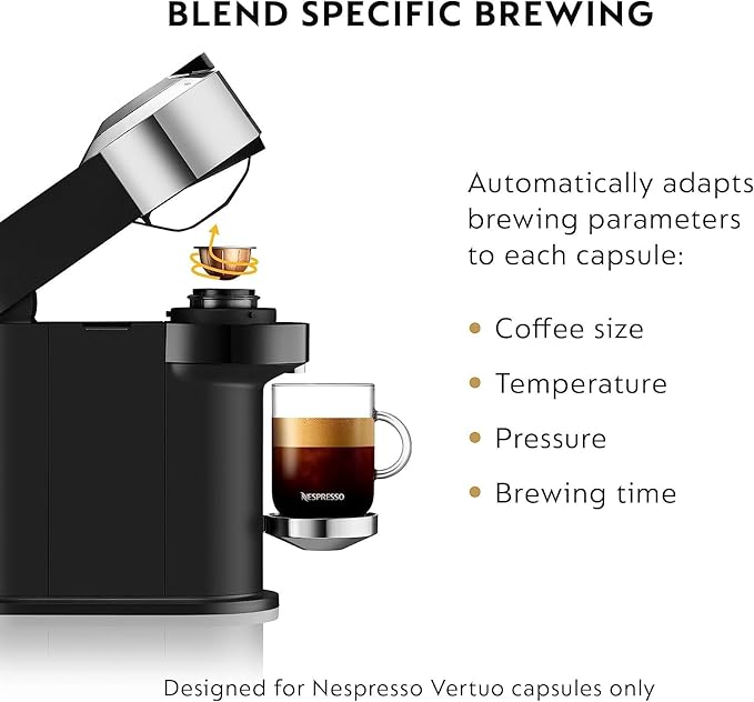 Nespresso Vertuo Next Deluxe Compact and Slim-Fit Design Coffee and Espresso Machine for 6 Cup Sizes of Coffee (Pure Chrome) with Nespresso Vertuo Sample Pack 12 Capsules (2 Items)