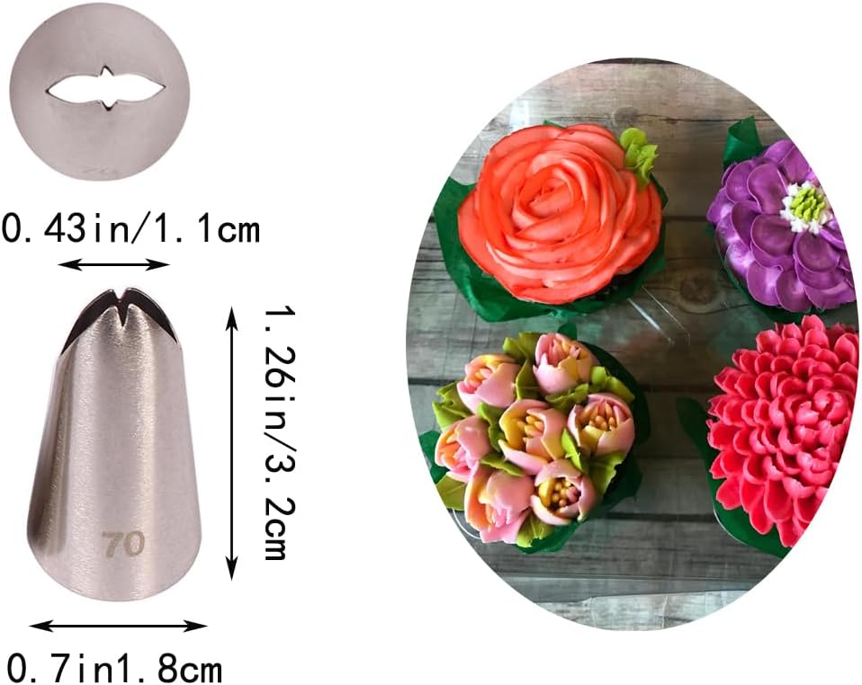 Leaf Piping Tip #70 – Piping Tip for Leaves and Petals on Cakes, Cupcakes, and Pastries, 3 Pcs