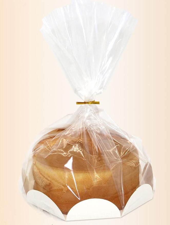 Clear Food Storage Bags for Toast Bread Cookies Candy Chocolate Cake Bakery Gift Packaging Cake Tray and Ribbon, 20 Pack - Image 6