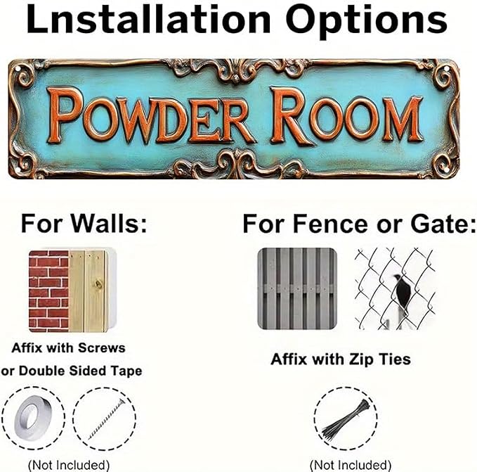 Kexle Vintage Metal Wall Decor Sign "POWDER ROOM" 4 x 16 inches Retro Tin Sign for Home, Bar, Bathroom, Bedroom, Man Cave - Image 5