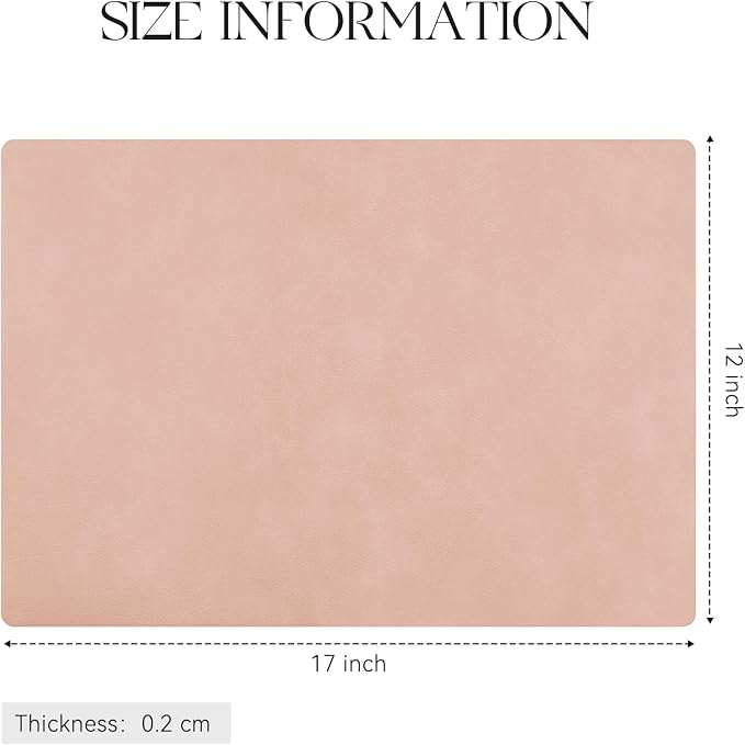 MOSAYT Vinyl Placemats Set of 8-12 X 17 Inch - Faux Leather 100% Waterproof Oil-Proof Wipeable PU Place Mats, Heat Resistant Reversible Table Mats for Kitchen, Dining, Outdoor, Pink - Image 7