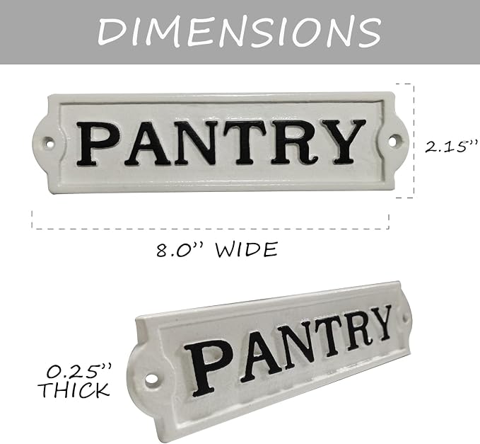 Farmhouse Decor Metal Pantry Signs - Cast Iron Door Room Plaques with "Pantry" - Image 7